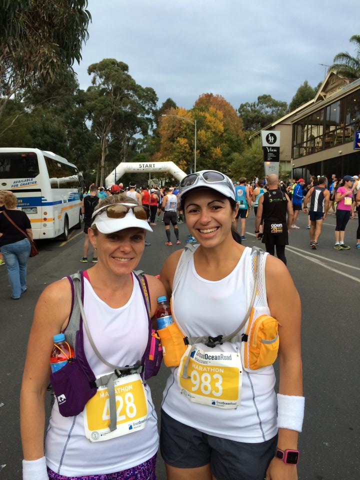 Diala & I at the start line of the Great Ocean Road Marathon, 18 May 2014.